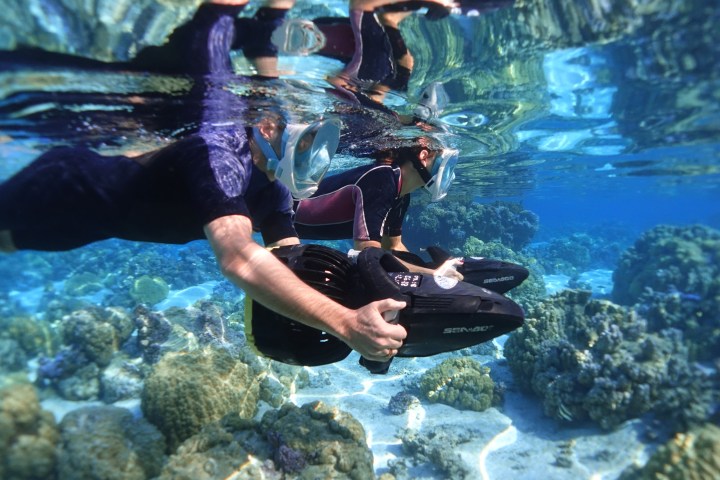 a person swimming in a pool of water