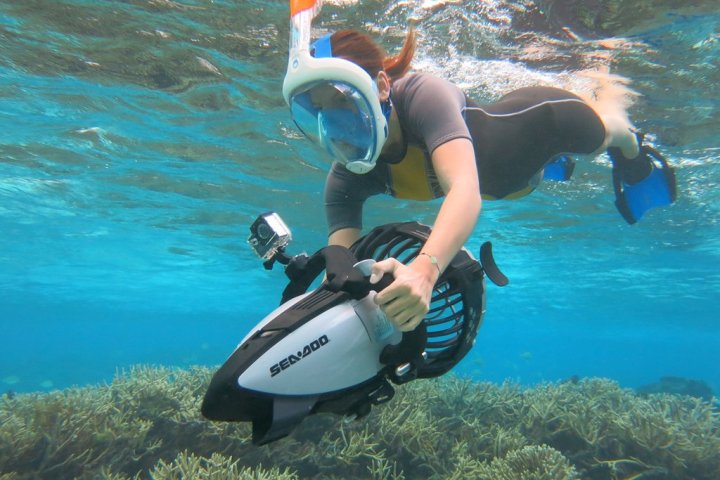 a person swimming in the water