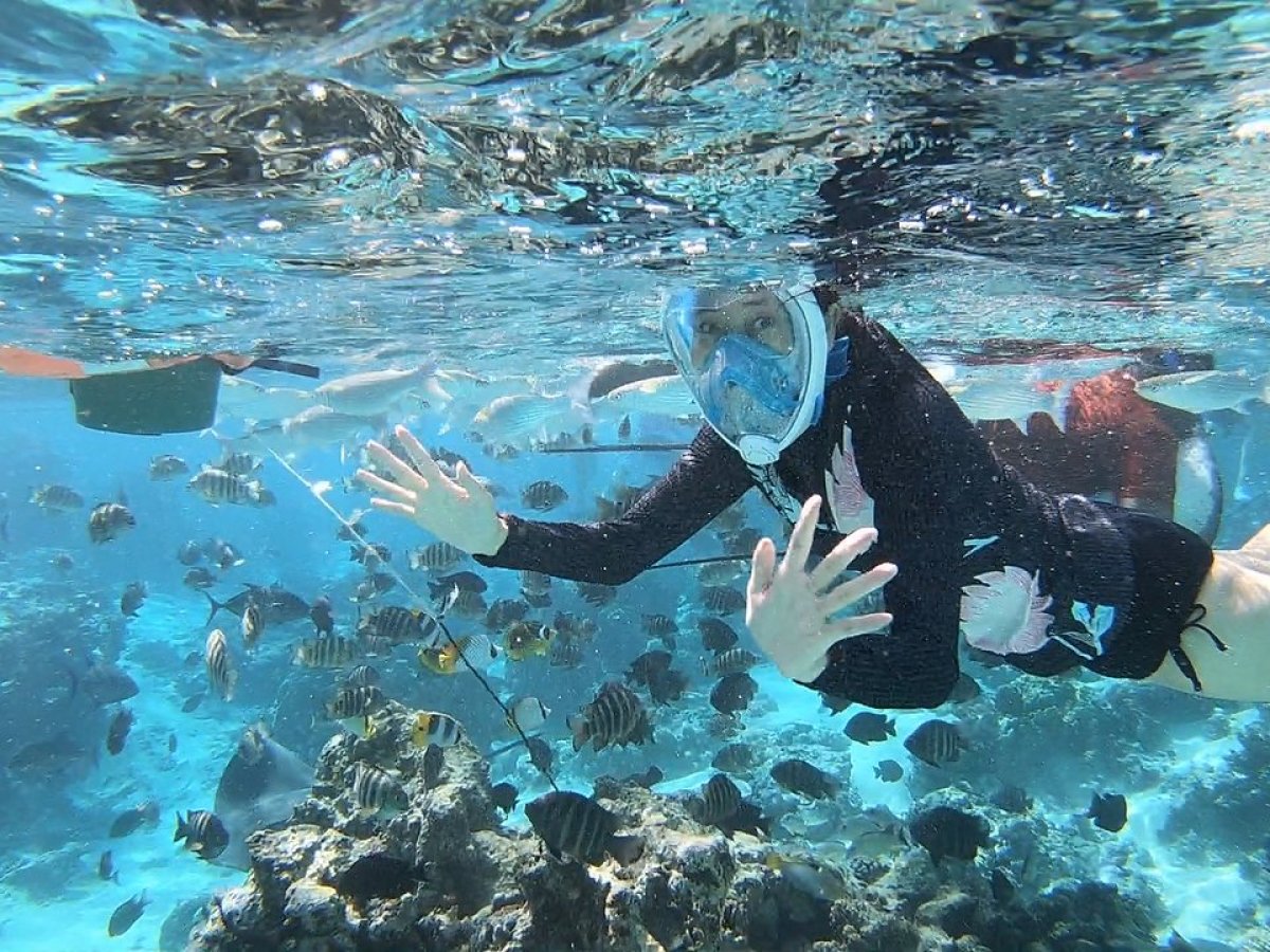 a person swimming in a pool of water