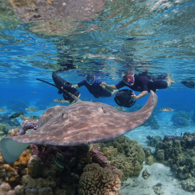 a person in a pool of water